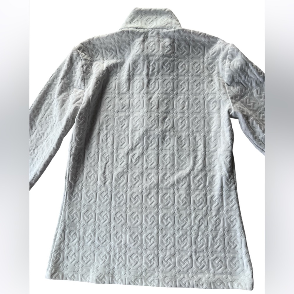 J. McLaughlin Ace 1/4 Zip White Geometric Design Pullover Top - Picture 6 of 8